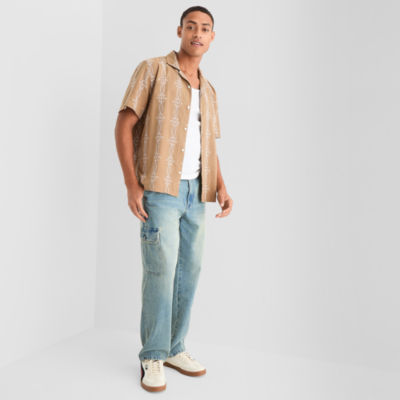 Arizona Mens Short Sleeve Fitted Sleeve Button-Down Shirt