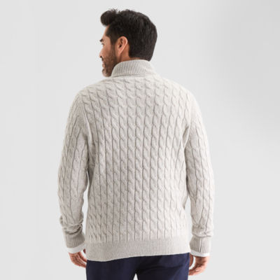 Stafford Mens Mock Neck Long Sleeve Quarter-Zip Pullover Sweater