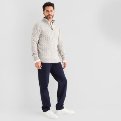 Stafford Mens Mock Neck Long Sleeve Quarter-Zip Pullover Sweater