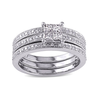 3/8 CT. T.W Diamond 10K White Gold Multi-Top Bridal Ring Set