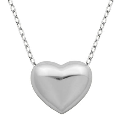 Sterling Silver Puffed Heart Pendant Necklace