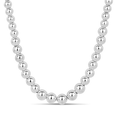 Womens Sterling Silver 18 Inch Beaded Necklace