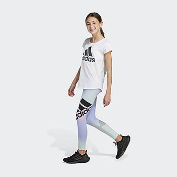 adidas Big Girls Mid Rise Full Length Leggings, Color: Adi Black W