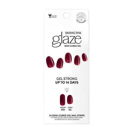 Dashing Diva Glaze Nail Strips Nail Appliques, One Size, Red