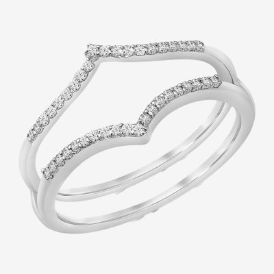 Womens 1/7 CT.T.W. Natural Diamond 10K or 14K White Gold Ring Guard