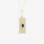 Mens 3/8 CT. T.W. Genuine Blue Sapphire 10K Gold Dog Tag Pendant Necklace