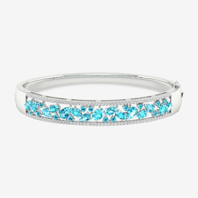 Genuine Blue Topaz Sterling Silver Bangle Bracelet