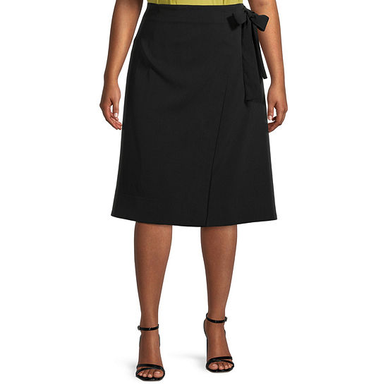 Worthington Womens Midi A-Line Skirt-Plus