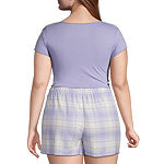 Arizona Body Juniors Short Sleeve Crop Pajama Top