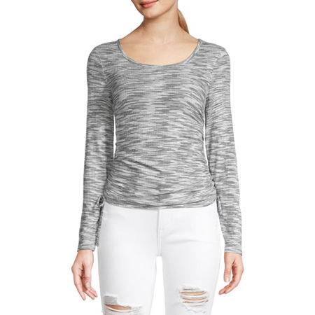  by&by Juniors Womens Round Neck Long Sleeve Top