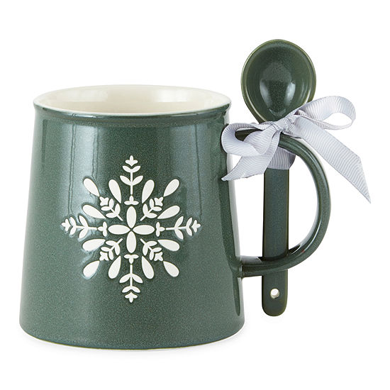 North Pole Trading Co. Enchanted Woods Snowflake Green Coffee Mug