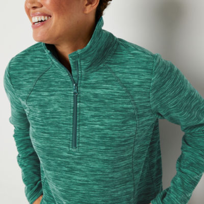 St. John's Bay Tall Polar Fleece Womens Long Sleeve Quarter-Zip Pullover