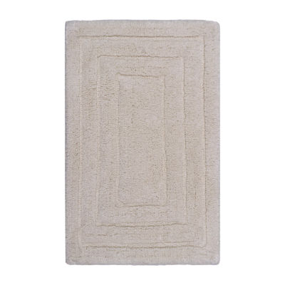 Knightsbridge Stylish and Comfortable All Season Traditional Racetrack Design Cotton Bath Rug 24 x 40 Natural