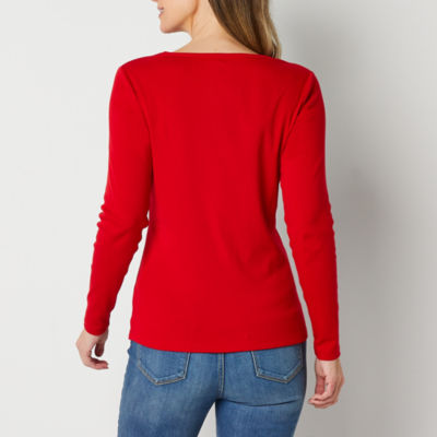 St. John's Bay Womens Crew Neck Long Sleeve T-Shirt