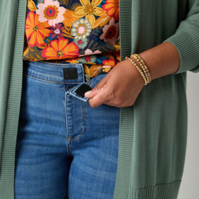 St. John's Bay Womens Plus Mid Rise Adaptive Bootcut Easy-on + Easy-off Jean