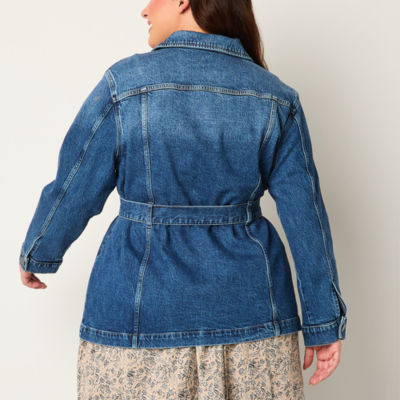 a.n.a Midweight Denim Belted Plus Jacket