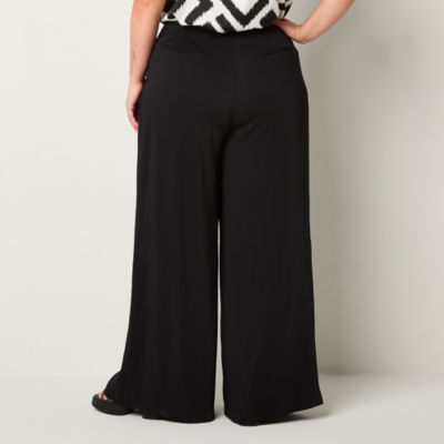 Worthington-Plus Wide Leg Pleated Pant