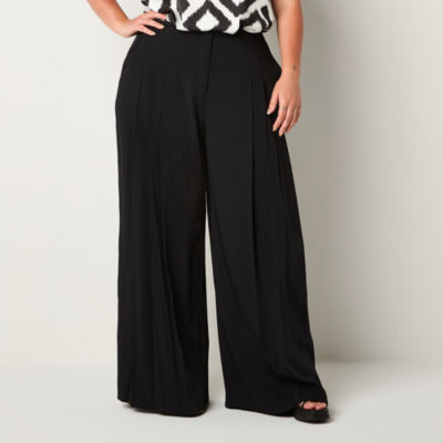 Worthington Plus Womens Wide Leg Pleated Pant