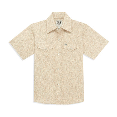 Ely Cattleman Little & Big Boys Paisley Short Sleeve Button-Down Shirt