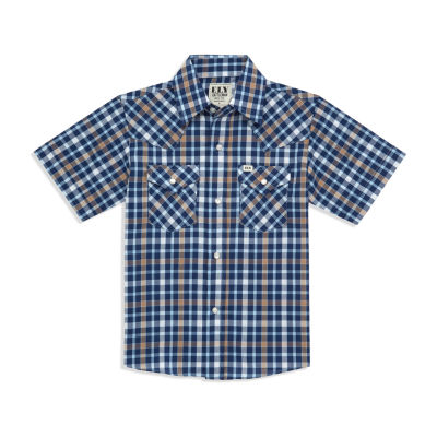 Ely Cattleman Little & Big Boys Heritage Print Short Sleeve Button-Down Shirt