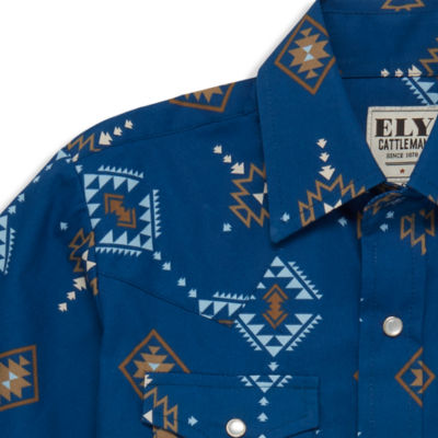 Ely Cattleman Little & Big Boys Southwest Print Long Sleeve Button-Down Shirt
