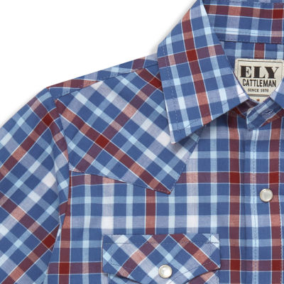 Ely Cattleman Little & Big Boys Heritage Plaid Long Sleeve Button-Down Shirt