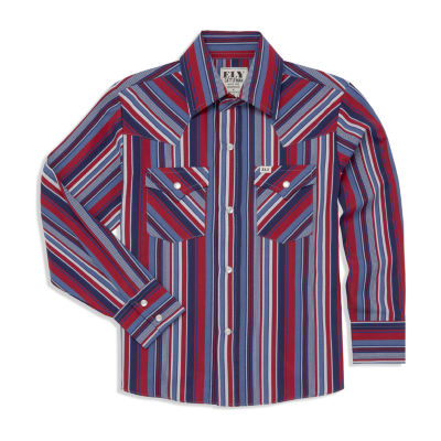 Ely Cattleman Little & Big Boys Textured Plaid Long Sleeve Button-Down Shirt