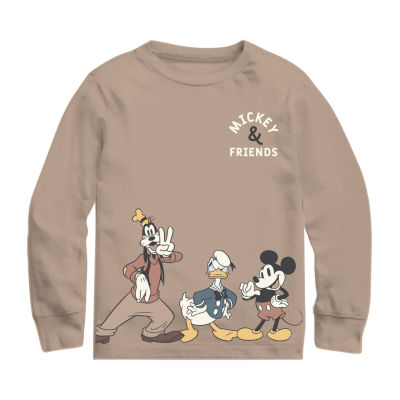 Toddler Boys Crew Neck Long Sleeve Mickey Mouse Graphic T-Shirt