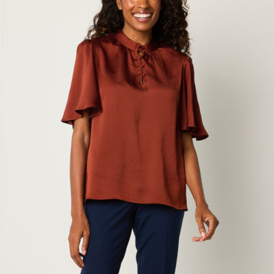 Liz Claiborne Womens Elbow Sleeve Blouse