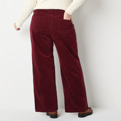 St. John's Bay Womens Mid Rise Wide Leg Corduroy Pant