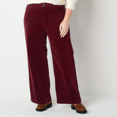 St. John's Bay Womens Mid Rise Wide Leg Corduroy Pant