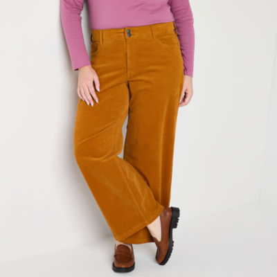 St. John's Bay Womens Mid Rise Wide Leg Corduroy Pant - Plus