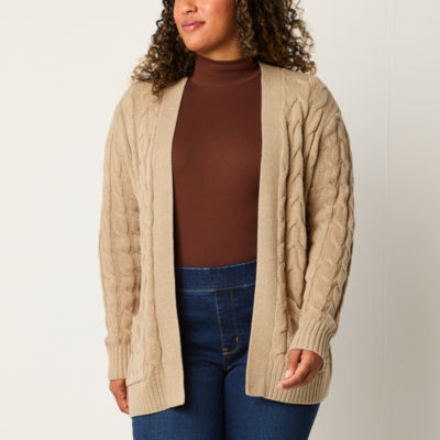 St. John's Bay Womens Long Sleeve Open Front Cardigan
