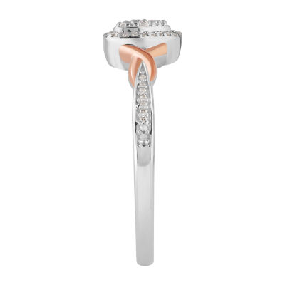 Promise My Love Womens 1/6 CT. T.W. Natural White Diamond Sterling Silver Heart Promise Ring