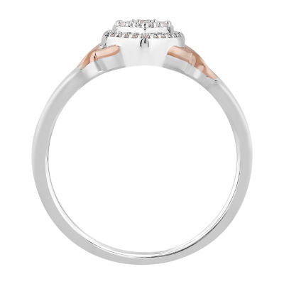 Promise My Love Womens 1/6 CT. T.W. Natural White Diamond Sterling Silver Heart Promise Ring