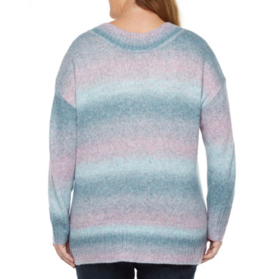 a.n.a Plus Womens V Neck Long Sleeve Pullover Sweater