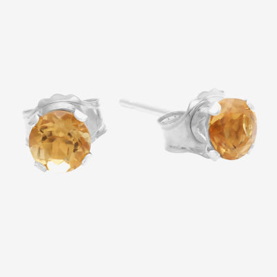 Gemstone 10K White Gold 4mm Round Stud Earrings