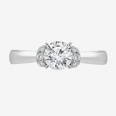 (I / I1) Womens 2 CT. T.W. Lab Grown White Diamond 10K Gold or 14K Round Side Stone Engagement Ring