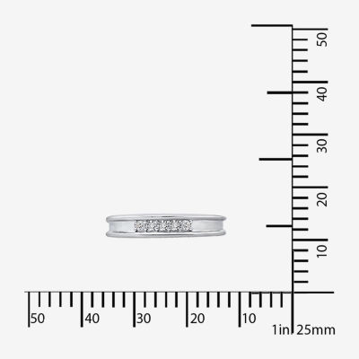Mens 5.5MM 1/5 CT. Genuine Cubic Zirconia Sterling Silver Wedding Band