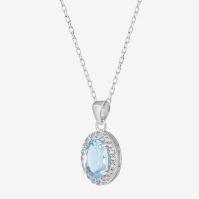 Womens Genuine Topaz Sterling Silver Pendant Necklace