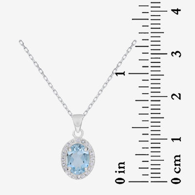 Womens Genuine Topaz Sterling Silver Pendant Necklace