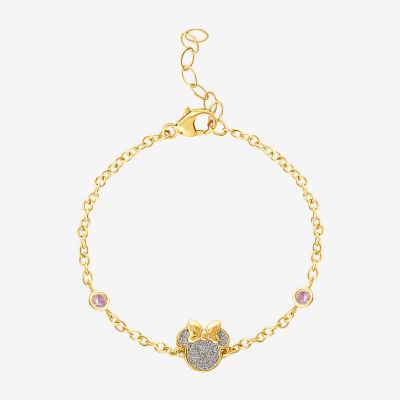 Disney Collection 14K Gold Over Silver 6 Inch Semisolid Link Minnie Mouse Chain Bracelet