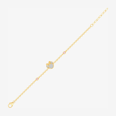 Disney Collection 14K Gold Over Silver 6 Inch Semisolid Link Minnie Mouse Chain Bracelet