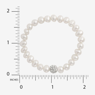 Girls Cultured Freshwater Pearl & Crystal Bracelet