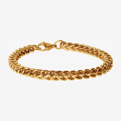 Shaquille O'Neal XLG Mens Stainless Steel 9 Inch Solid Wheat Chain Bracelet
