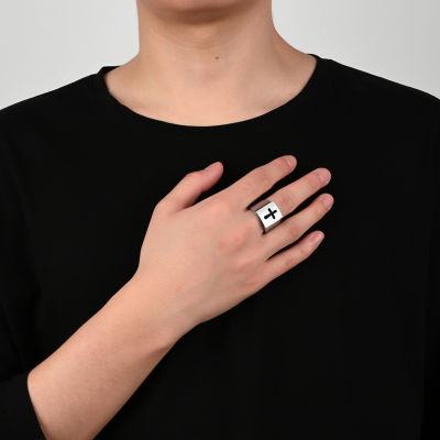 Mens Stainless Steel Cross Fashion Ring