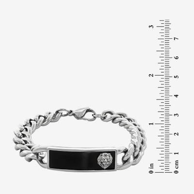 Lion Stainless Steel 8 1/2 Inch Solid Curb Id Bracelet