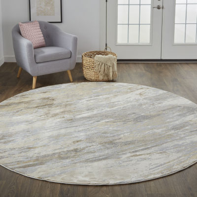 Weave And Wander Parker Abstract Machine Made Indoor Round Area Rug