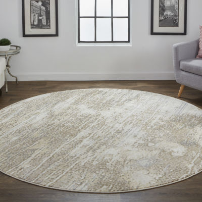 Weave And Wander Parker Abstract Machine Made Indoor Round Area Rug