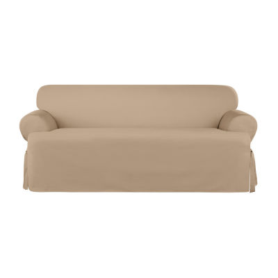 Sure Fit Heavy Weight Cotton Canvas T-Cushion Sofa Slipcovers